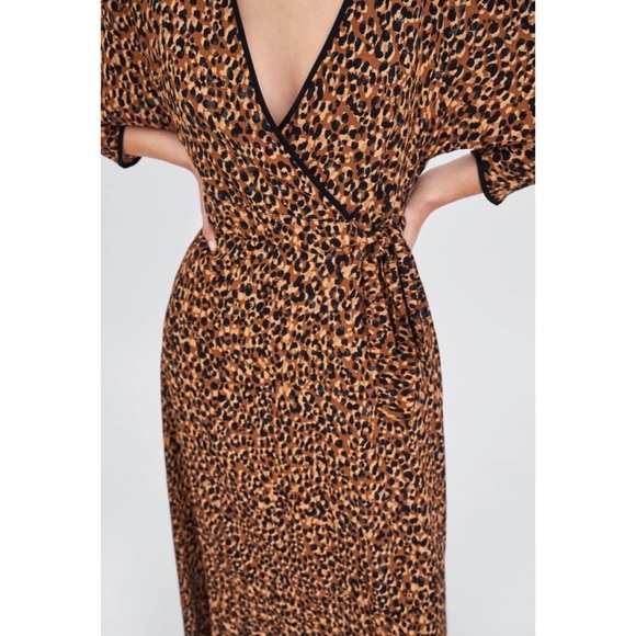 zara leopard print wrap dress